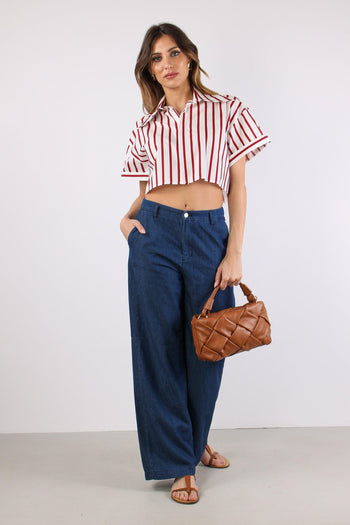 Camicia Corta Riga Bianco/rosso - 5