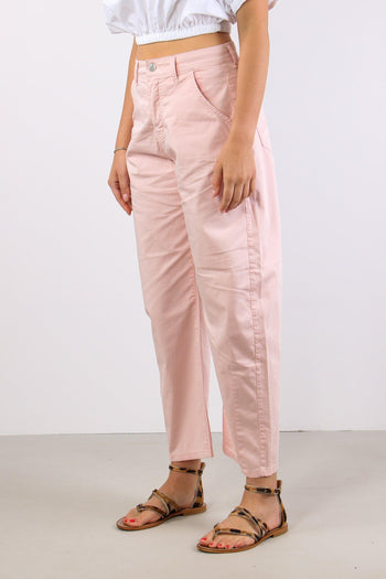 Pantalone Barrel Tessuto Legge Rosa - 3