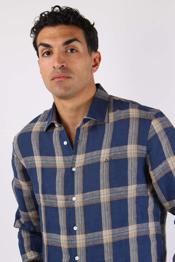 Camicia Madras Lino Navy - 8