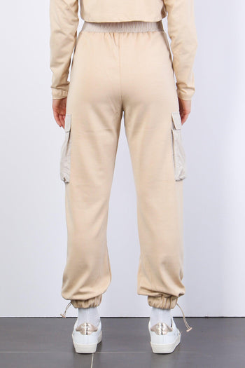 Pantalone Modal Tasche Nylon Nocciola - 3