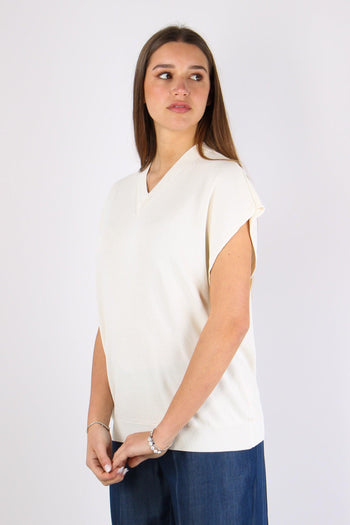Maglia Manica Scesa Viscosa Latte - 3