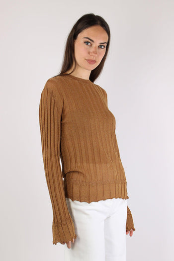 Maglia Girocollo Lurex Cammello - 6