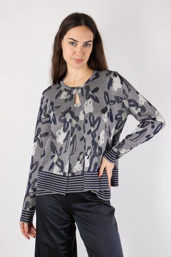 Cardigan Jacquard Lurex Blu/salina - 2