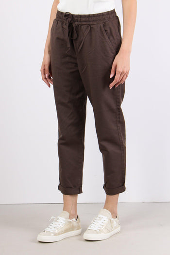 Pantalone Jogging Misto Lino Cioccolato - 3