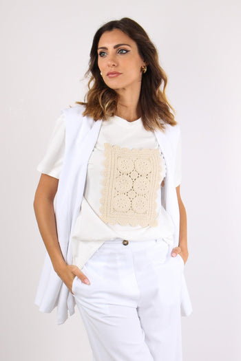 T-shirt Inserto Macrame Bianco - 2