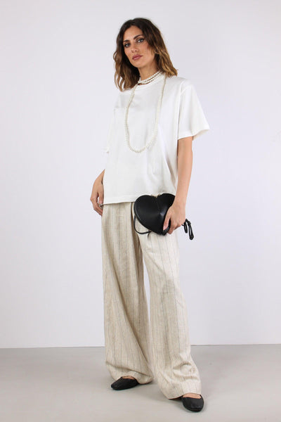 T-shirt Collana Perle Bianco