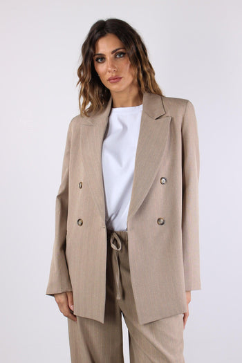 Giacca Doppio Petto Filo Lurex Beige - 6