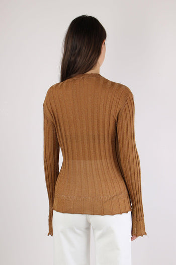 Maglia Girocollo Lurex Cammello - 4