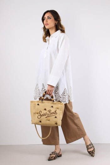 Camicia Lunga Inserto Pizzo Panna - 4