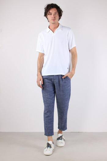 Pantalone Misto Lino Blu - 4