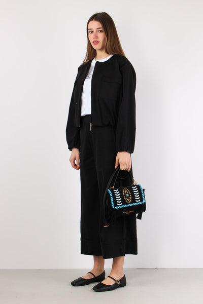 Pantalone Punto Milano Cropped Nero