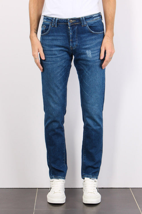 Denim Tapered Fit Rotture Denim Medio - 2