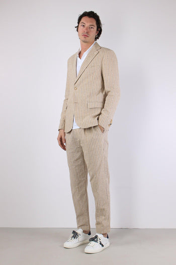 Giacca Riga Jacquard Beige - 3