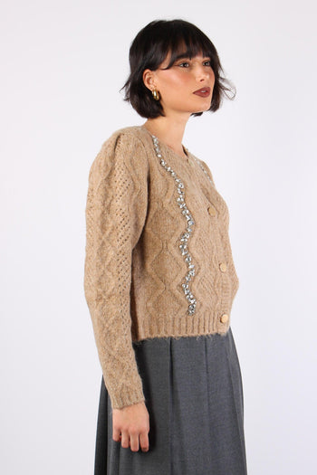 Cardigan Corto Pietre Cammello - 5