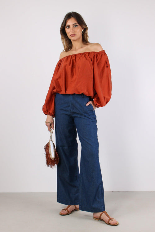 Blusa Scavo Sceso Laccetti Col Ruggine