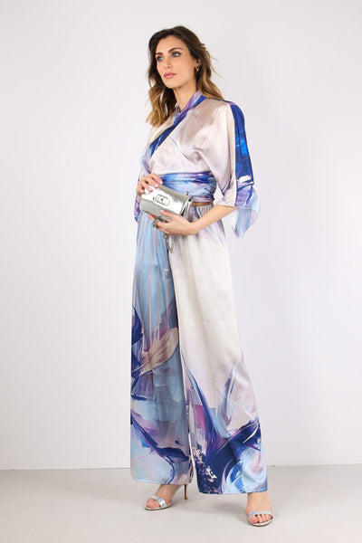 Pantalone Palazzo Fantasia Blu