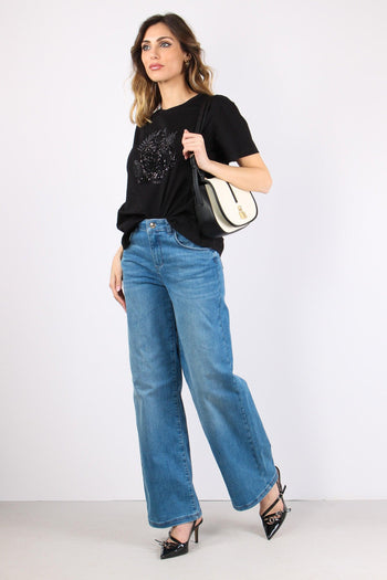 T-shirt Stampa Strass Nero Panther - 2