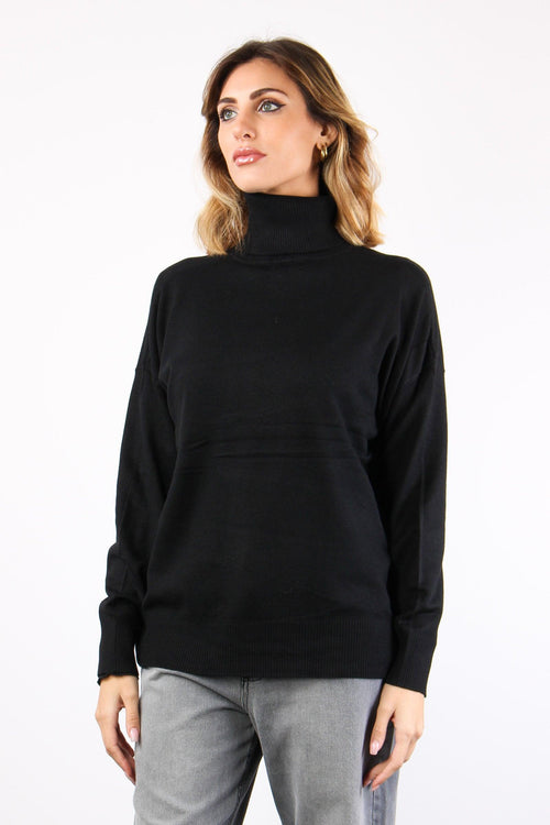 Maglia Over Collo Alto Nero - 2