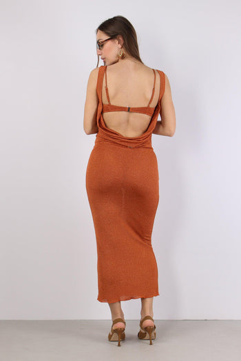 Abito Lurex Scavo Dietro Arancio - 4