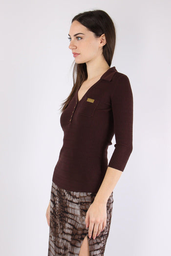 Maglia Scavo V Bottoni Cacao - 7