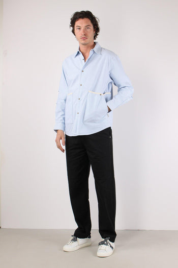 Giacca Camicia Riga Bianco/blu - 4