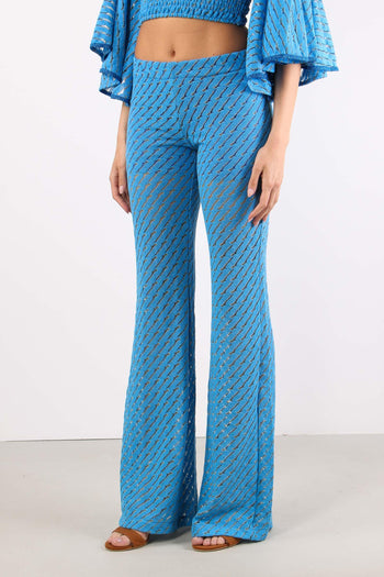 Pantalone Svasato Jacquard Bluette - 3