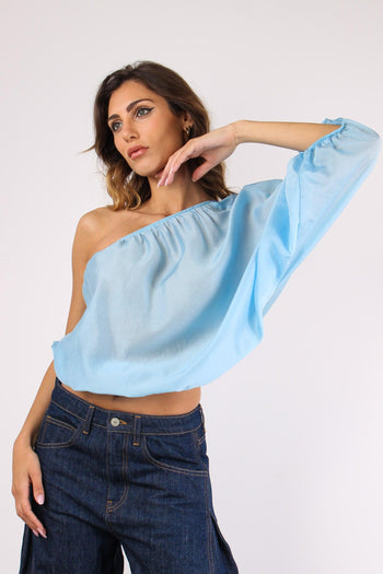 Blusa Monospalla Mussola Azzurro - 2