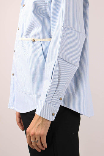 Giacca Camicia Riga Bianco/blu - 7