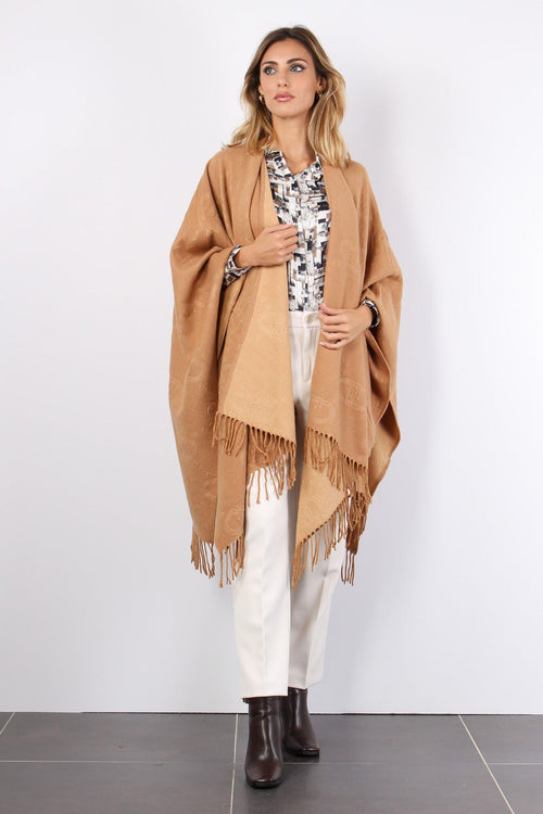 Poncho Check Aniamlier Cammello