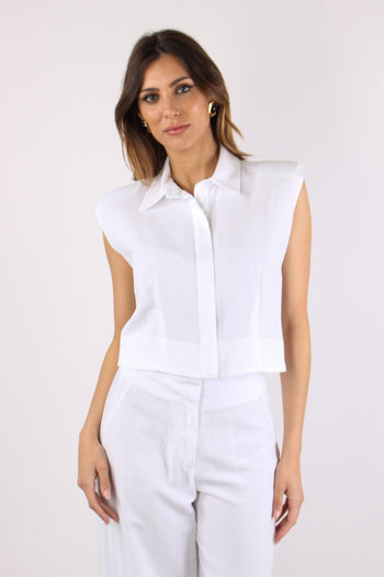Camicia Smanicata Spalline Bianco - 2