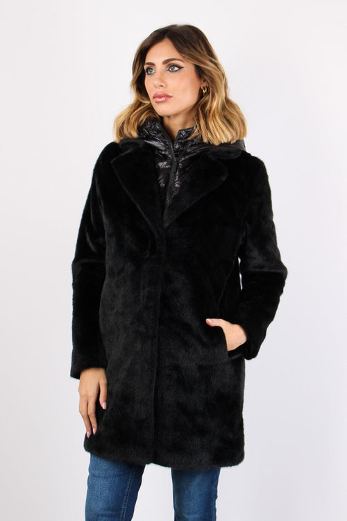 Cappotto Ecopelliccia Piuma Black