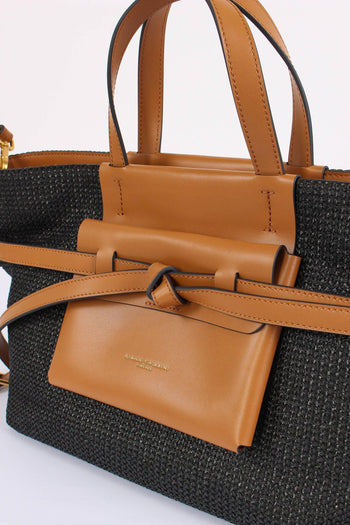 Belty Shopping Mini Rafia Nero/cuoio - 8