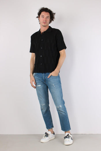 Camicia Lavorata Triangoli Nero - 5
