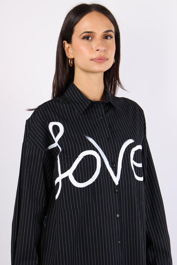 Camicia Riga Scritta Love Nero - 5