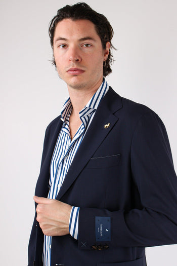 Giacca Monopetto Fresco Lana Blu Navy - 6