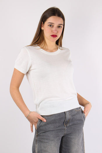 Maglia Girocollo M/m Viscosa Off White - 7