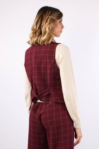 Gilet Quadro Spilla Bordeaux - 5