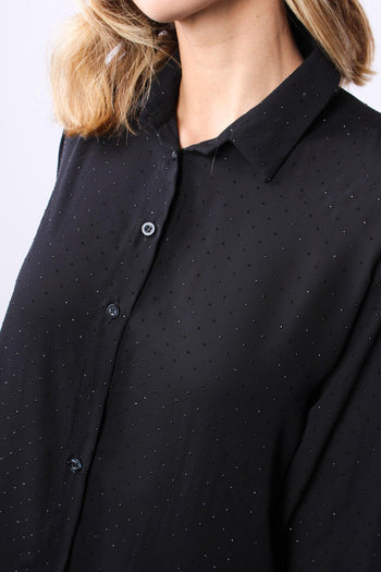 Camicia Georgette Strass Nero - 5