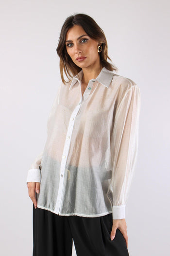 Camicia Over Mussola Strass Bianco - 3