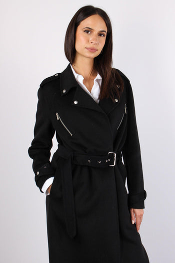 Cappotto Effetto Chiodo Nero - 7