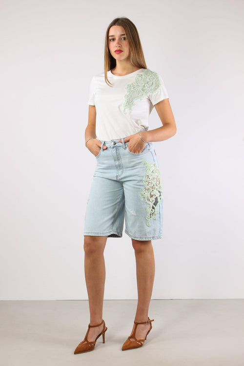 Bermuda Inserto Pizzo Paiillettes Denim