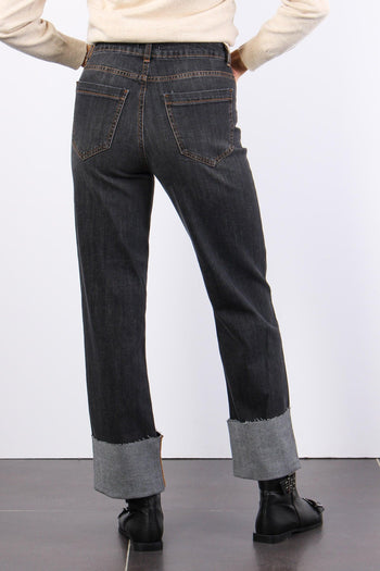 Denim Risvolto Alto Denim Nero - 4