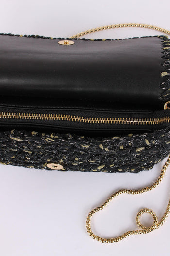 Greta Pochette Crochet Laminat Nero - 5