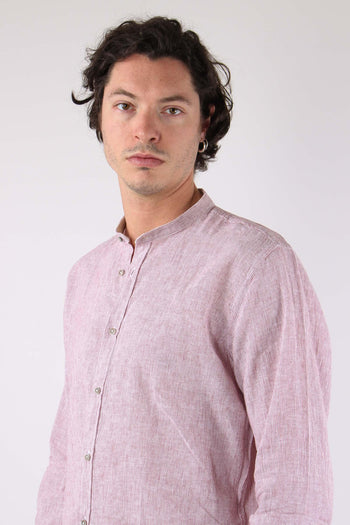 Camicia Lino Microriga Bordo - 7