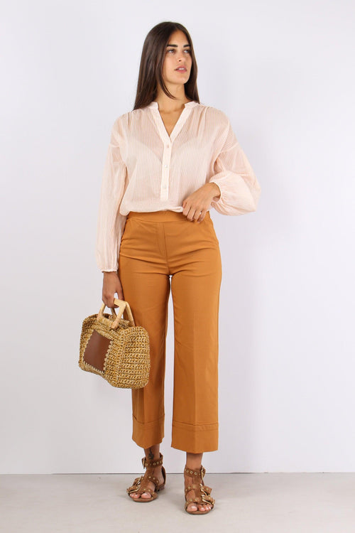 Pantalone Cropped Risvolto Coccio
