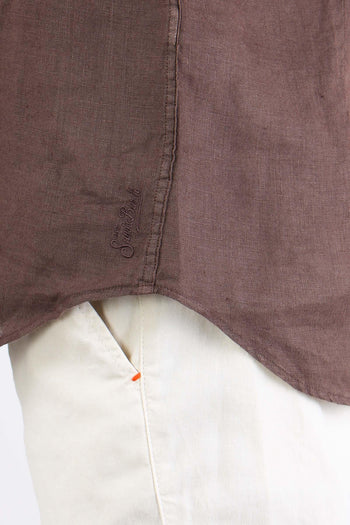 Camicia Classica Lino Marrone - 8