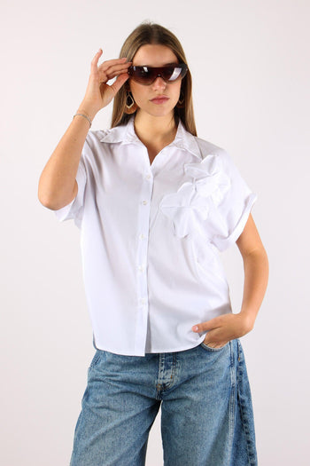 Camicia Applicazione Fiori Bianco - 2