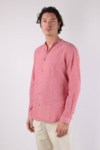 Camicia Lino Coreana Corallo - 3