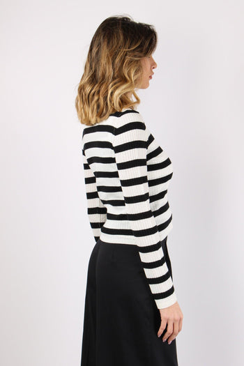 Trieste Cardigan Costina Rig Burro/nero - 5