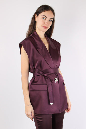 Melanzana Gilet Effetto Raso Bordeaux - 5